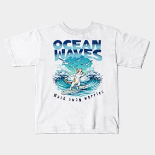 Ocean Waves Wash Away Worries Kids T-Shirt